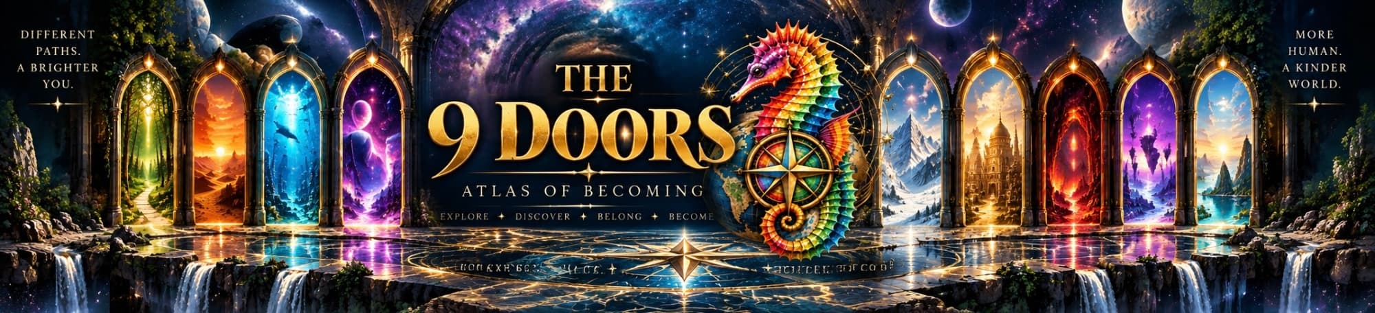 Header for the Nine Doors, the home of nine paths.