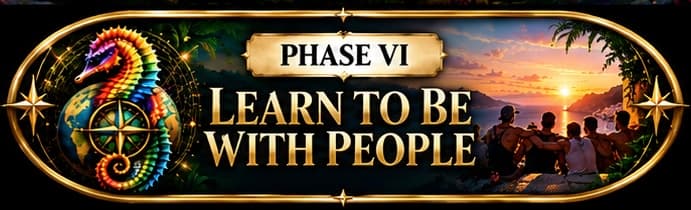 Button for Phase VI, Learn to Be With People.